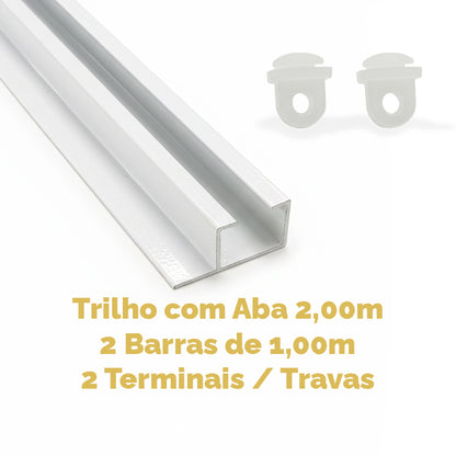 Trilho Suíço com Aba Alumínio Max Simples Branco - Várias Medidas