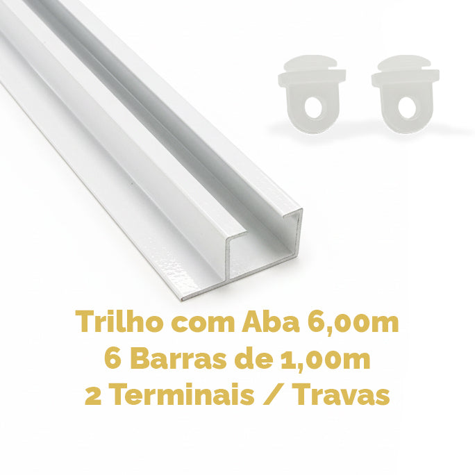 Trilho Suíço com Aba Alumínio Max Simples Branco - Várias Medidas