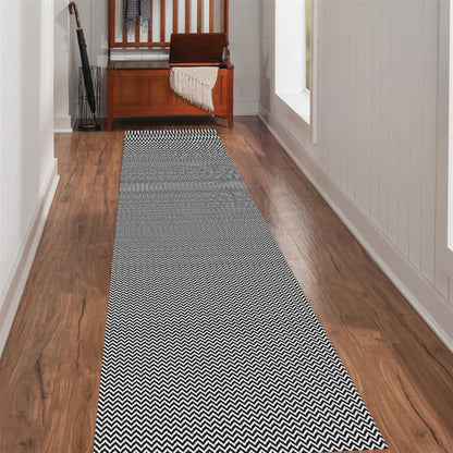 Passadeira Antiderrapante 300x65cm Beira de Cama Zig Zag Preto