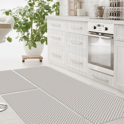 Tapete Passadeira Jogo de Cozinha 3 Peças Zig Zag - Nude