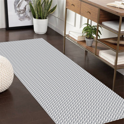 Passadeira Antiderrapante 150x65cm Beira de Cama Zig Zag Cinza