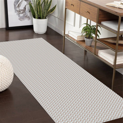 Passadeira Antiderrapante 150x65cm Beira de Cama Zig Zag Nude