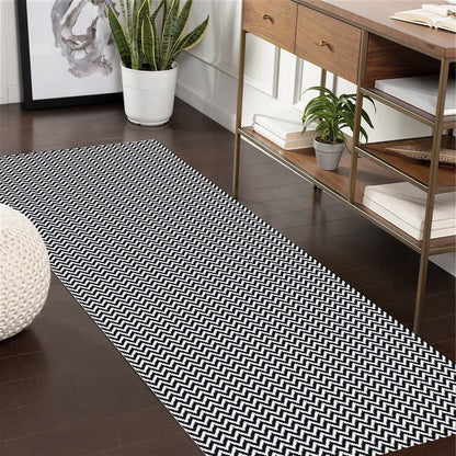 Passadeira Antiderrapante 150x65cm Beira de Cama Zig Zag Preto