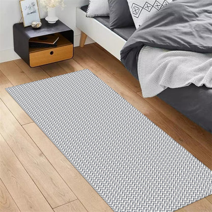 Passadeira Antiderrapante 300x65cm Beira de Cama Zig Zag Cinza