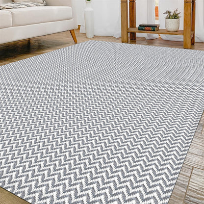 Tapete para Sala e Quarto 100x140cm Antiderrapante Zig Zag Cinza