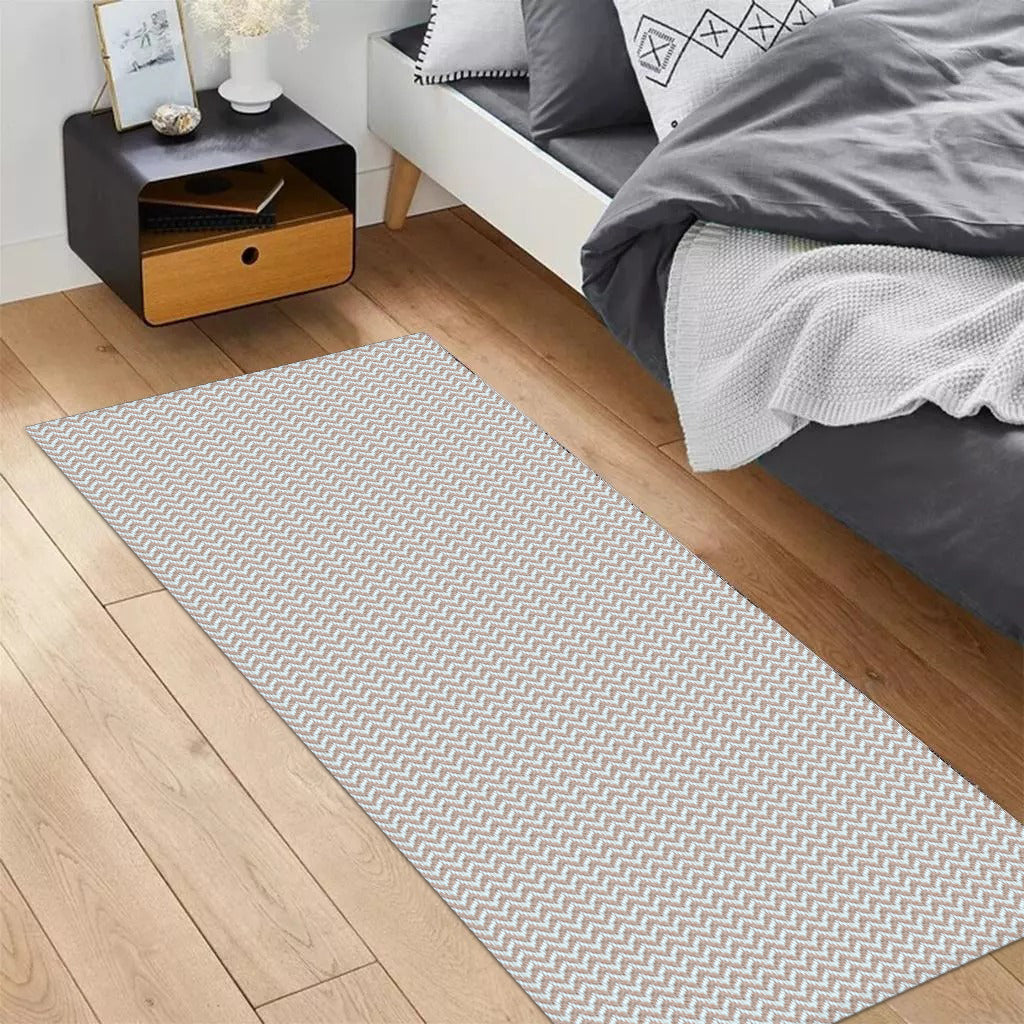 Tapete Passadeira Beira Cama 3,00m x 0,65m Zig Zag - Nude