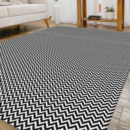Tapete para Sala e Quarto 100x140cm Antiderrapante Zig Zag Preto