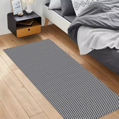 Passadeira Antiderrapante 300x65cm Beira de Cama Zig Zag Preto