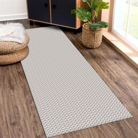 Passadeira Antiderrapante 250x65cm Beira de Cama Zig Zag Nude