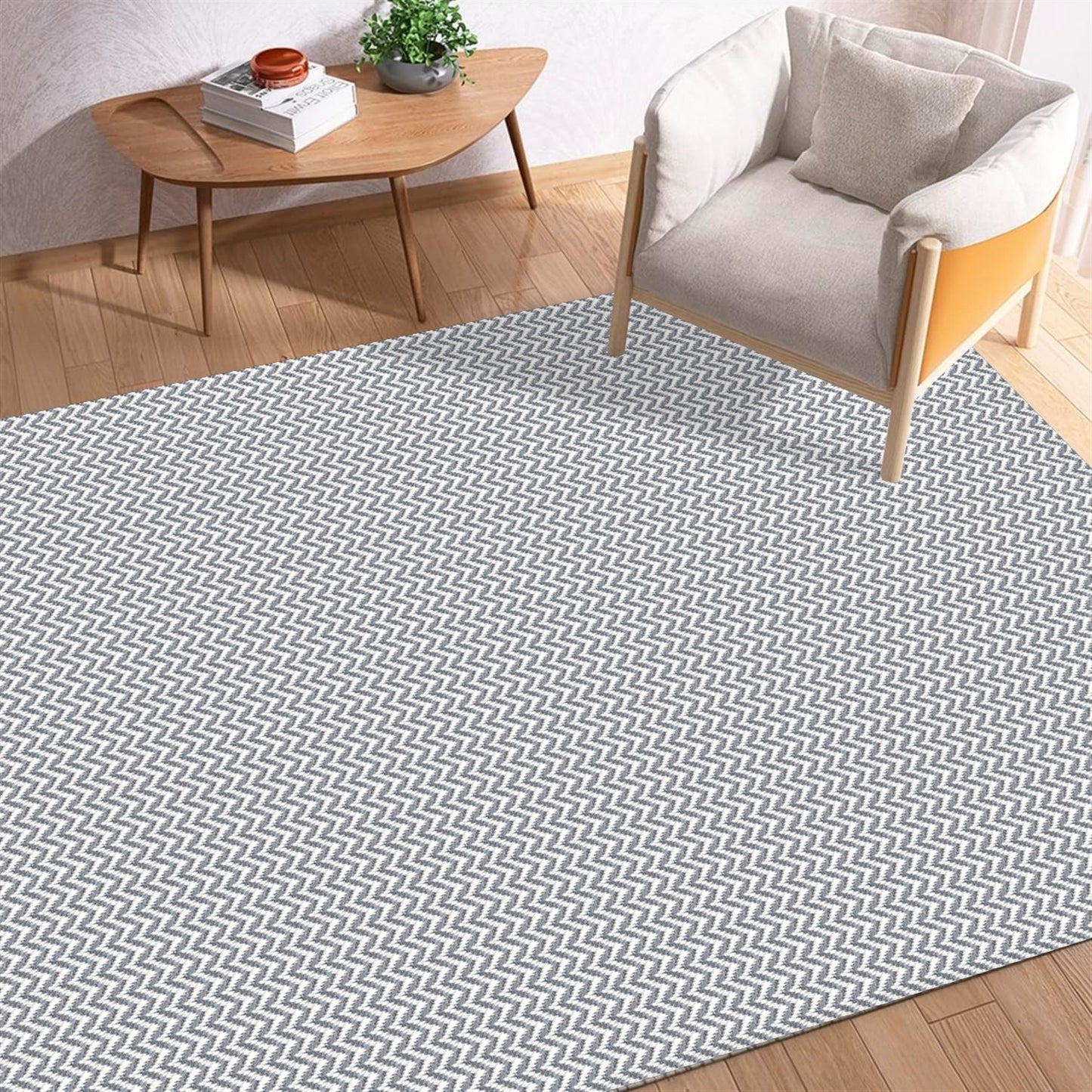 Tapete para Sala e Quarto 250x140cm Antiderrapante Zig Zag Cinza