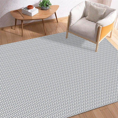 Tapete para Sala e Quarto 250x140cm Antiderrapante Zig Zag Cinza