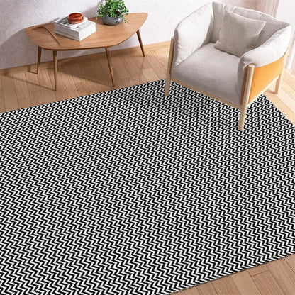 Tapete para Sala e Quarto 250x140cm Antiderrapante Zig Zag Preto