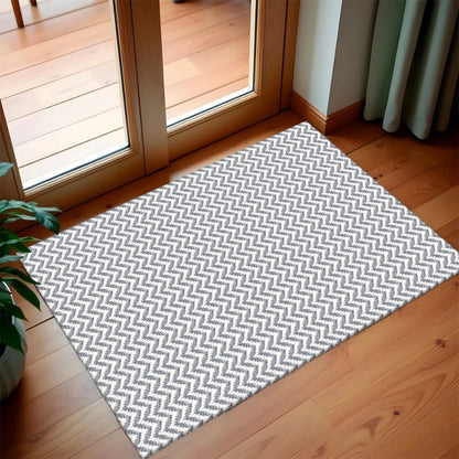 Capacho de Porta Antiderrapante 65x45cm Zig Zag Cinza Entrada de Casa
