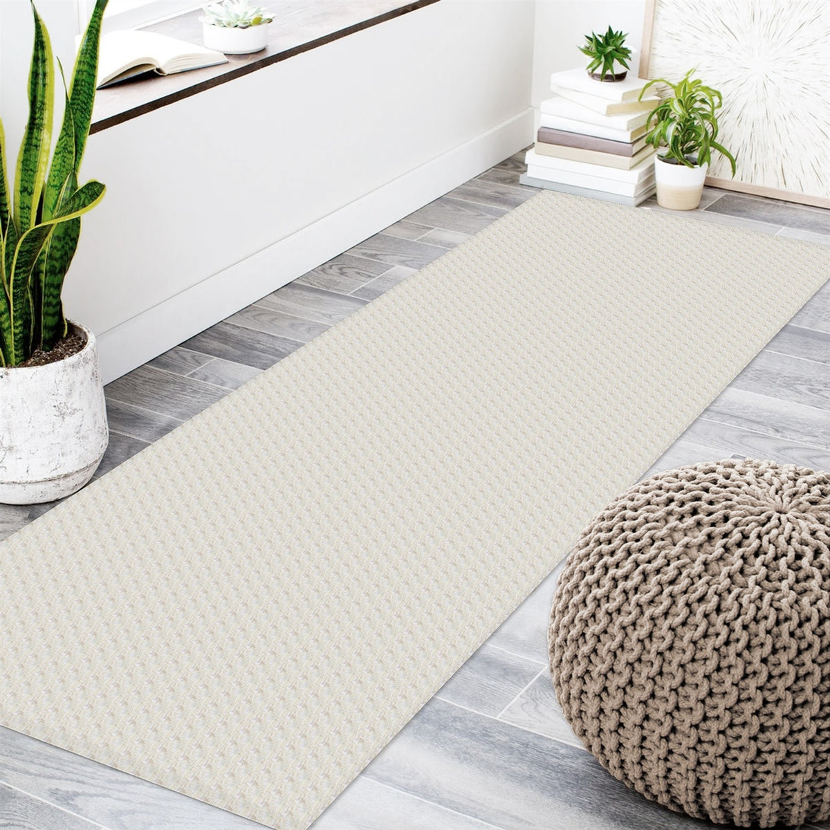 Tapete Passadeira Beira Cama 2,00m x 0,65m Zig Zag - Cru