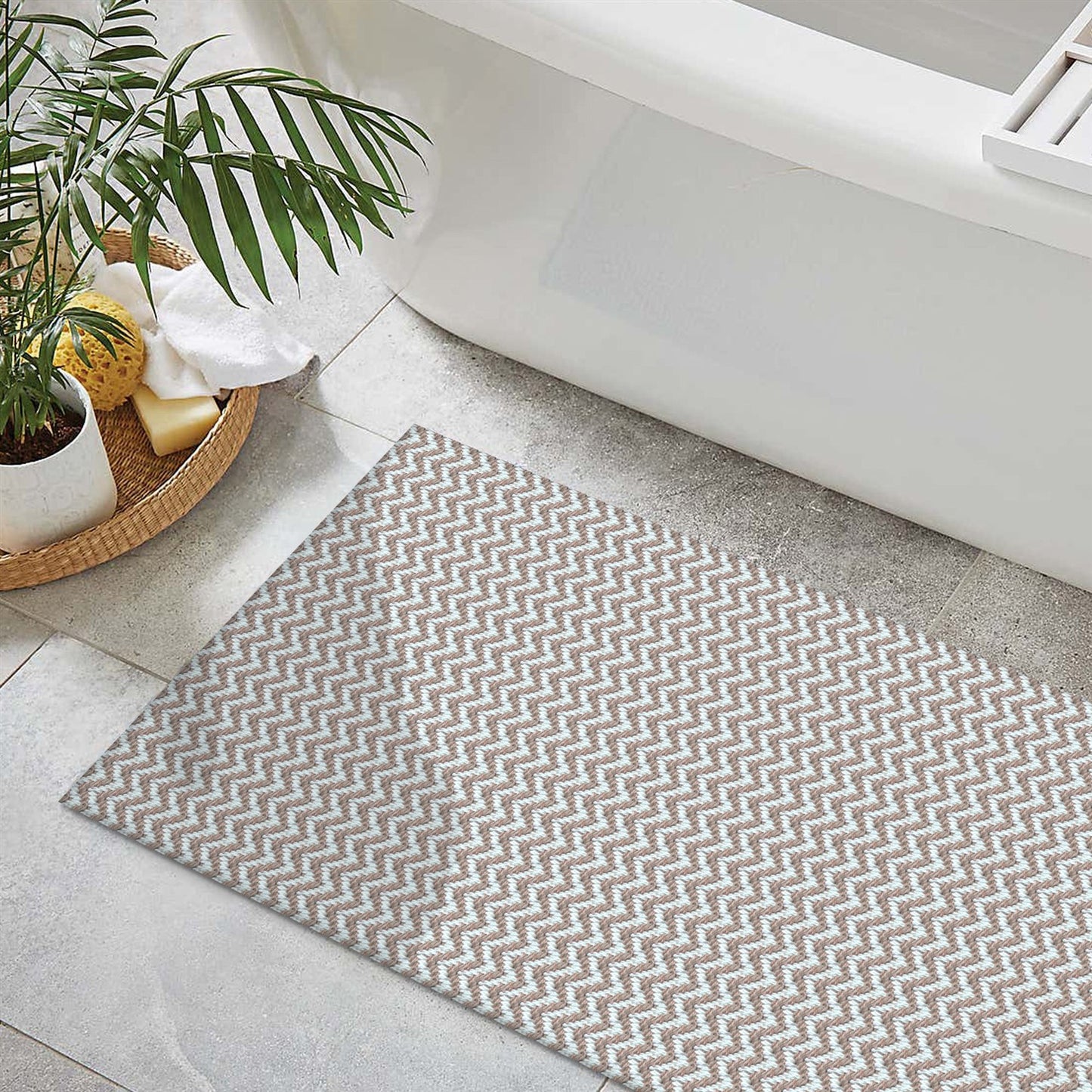 Capacho de Porta Antiderrapante 65x45cm Zig Zag Nude Entrada de Casa