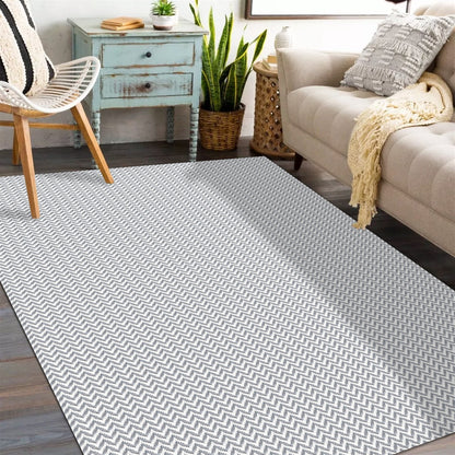 Tapete para Sala e Quarto 200x140cm Antiderrapante Zig Zag Cinza