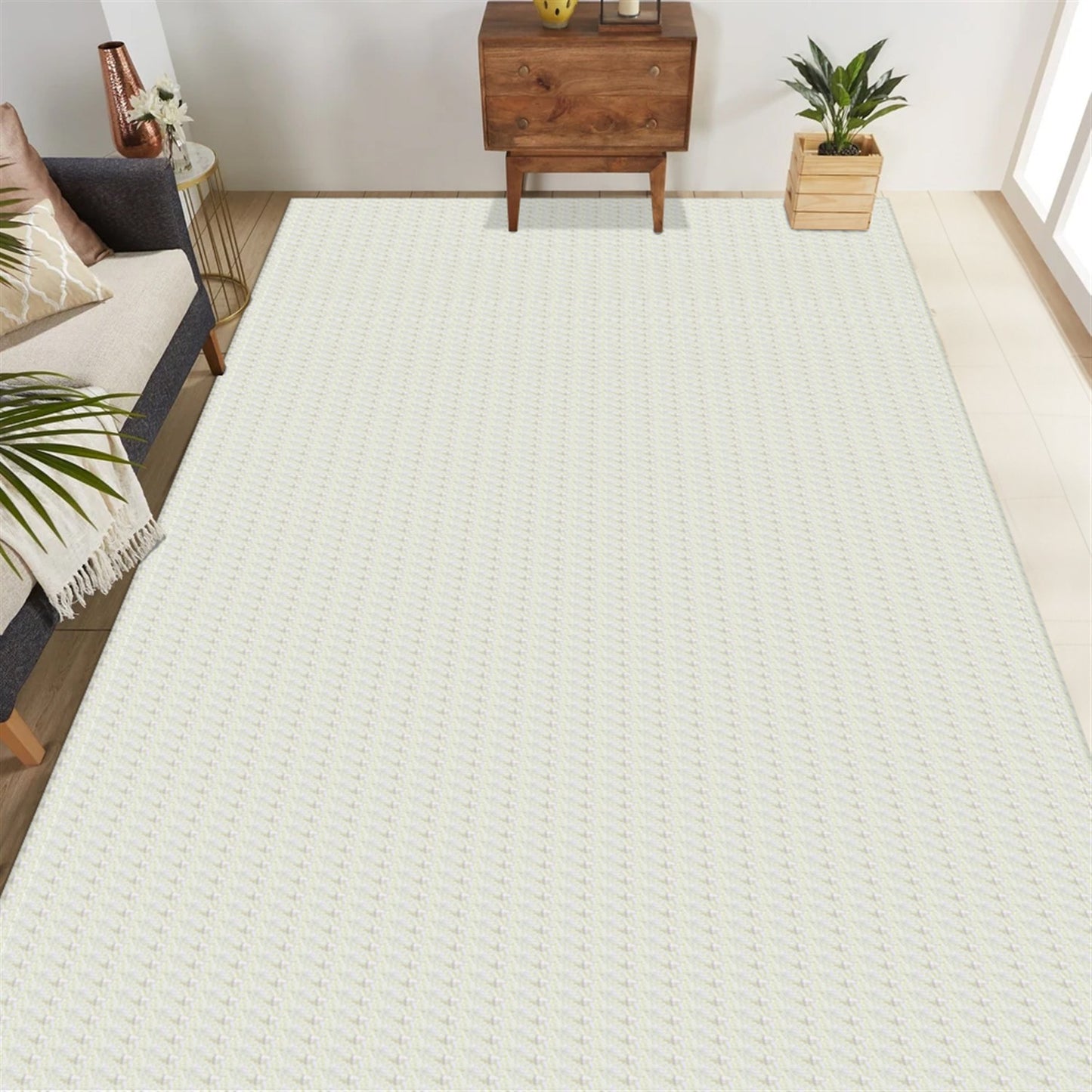 Tapete para Sala e Quarto 300x140cm Antiderrapante Zig Zag Cru