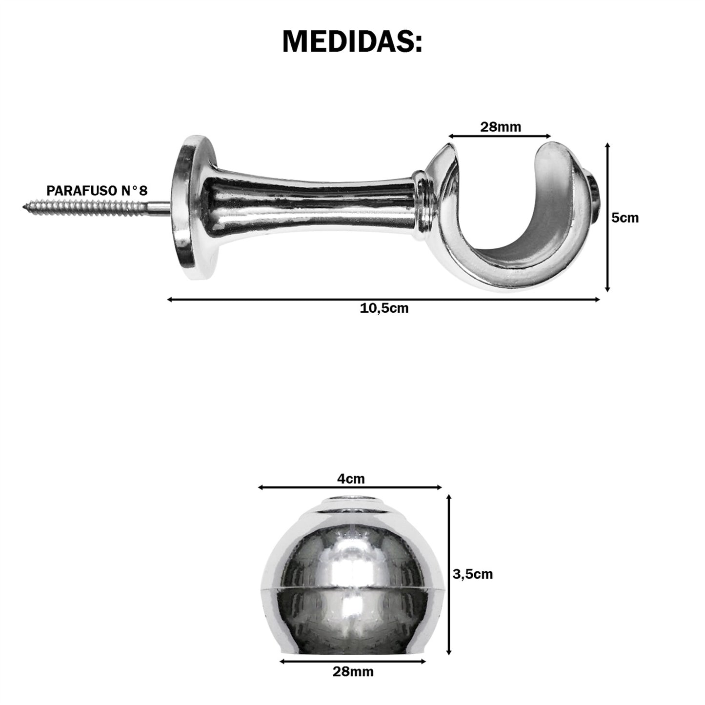 Varão de Cortina Simples 2,50m 28mm Simples 5 Cores