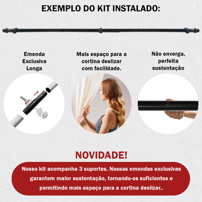 Varão de Cortina Alumínio 2,50m 19mm Simples 5 Cores