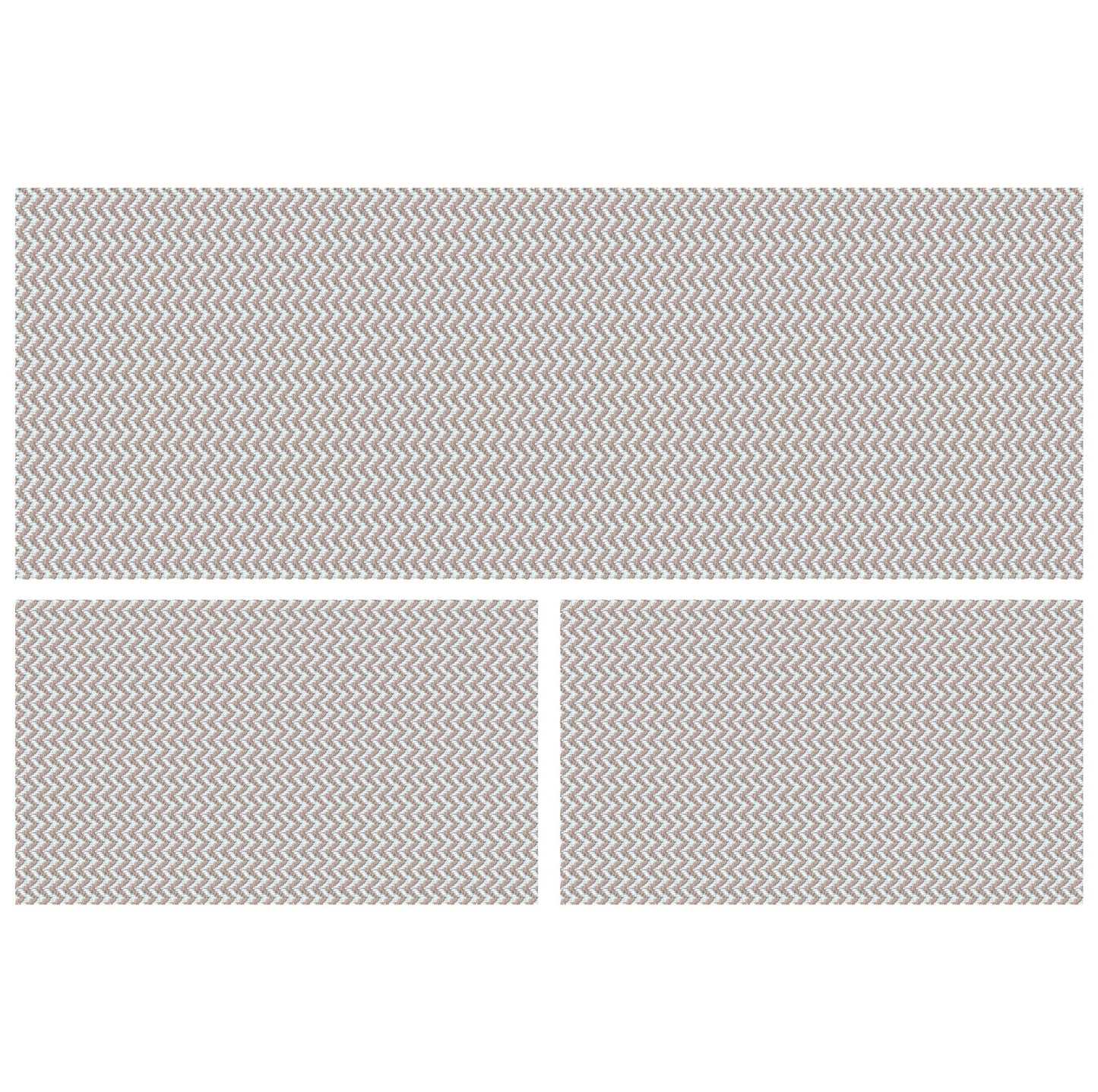 Tapete Passadeira Jogo de Cozinha 3 Peças Zig Zag - Nude