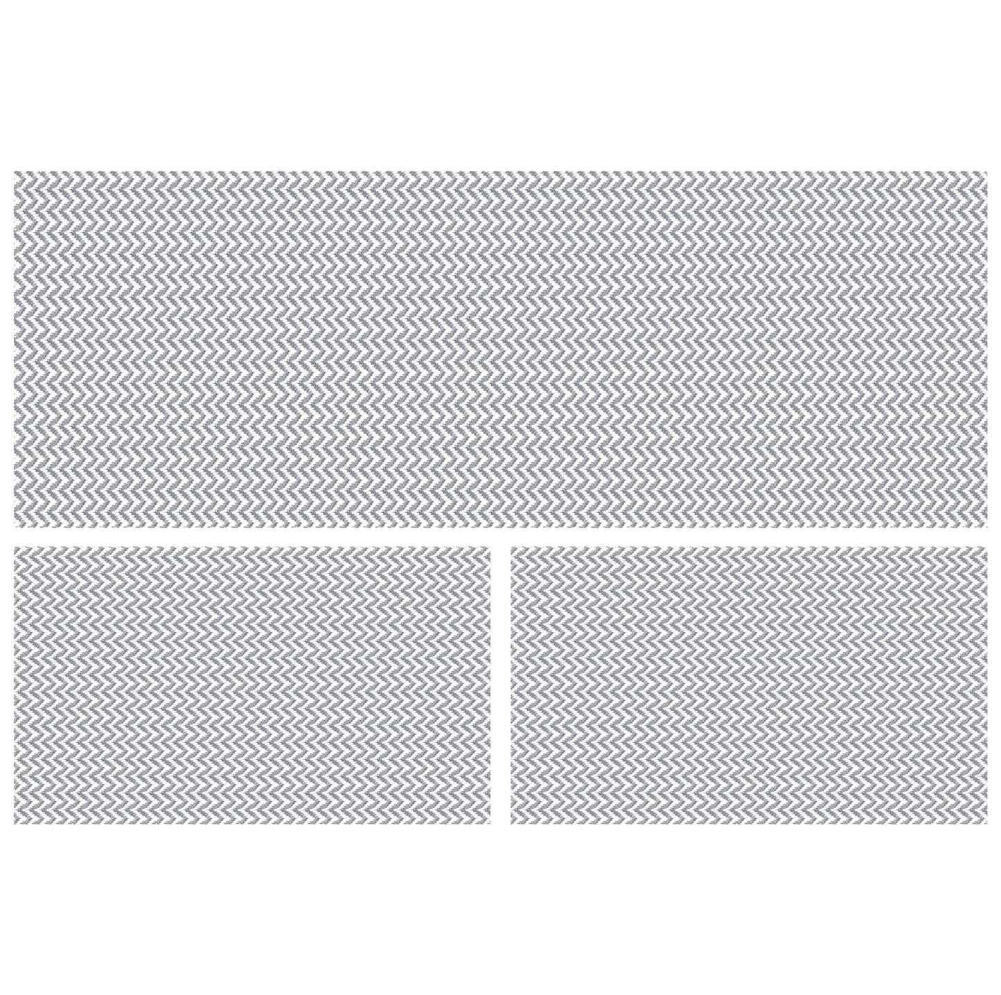 Tapete Passadeira Jogo de Cozinha 3 Peças Zig Zag - Cinza