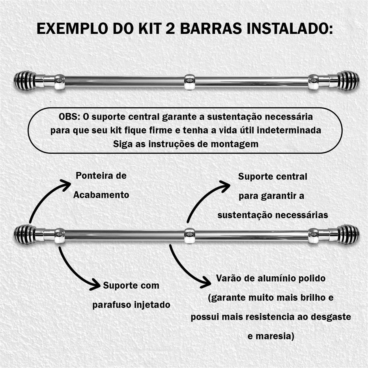 Varão de Cortina Imperial 2,50 metros 28mm - 4 cores