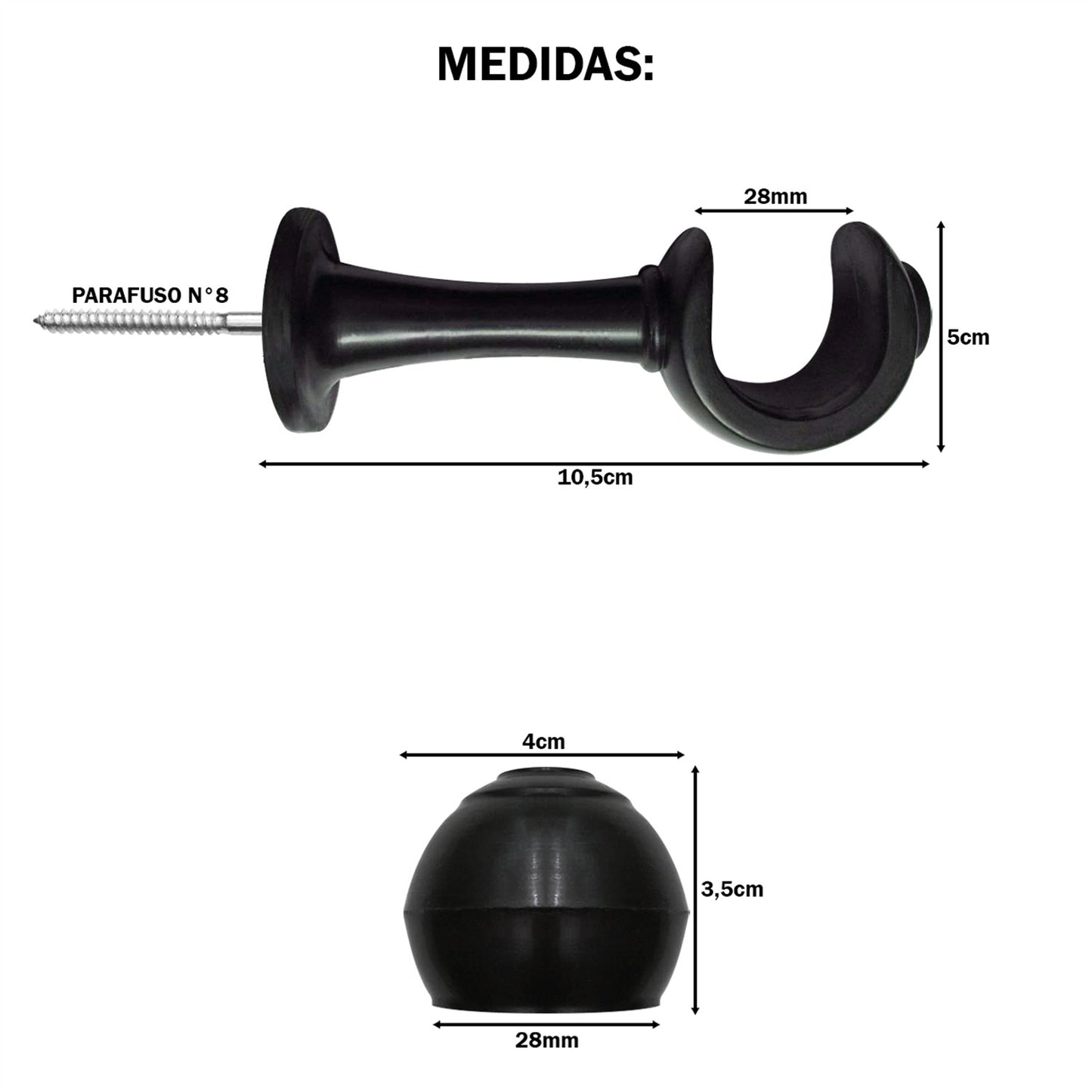 Varão de Cortina Alumínio 2,50m 28mm Simples 5 Cores