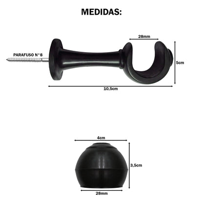 Varão de Cortina Alumínio 2,50m 28mm Simples 5 Cores