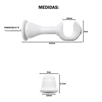 Varão de Cortina Alumínio 3,00m 19mm Simples 5 Cores