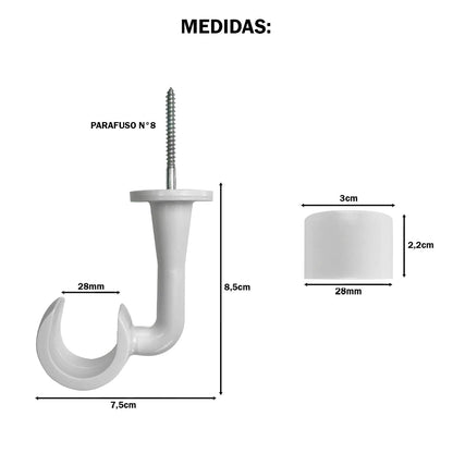 Varão de Cortina Alumínio Teto 1,50m 28mm 4 Cores