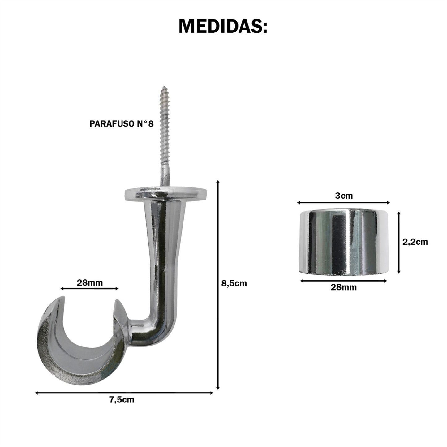 Varão de Cortina Alumínio Teto 2,00m 28mm 4 Cores
