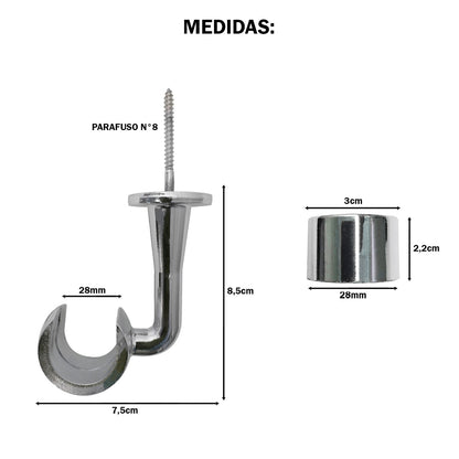 Varão de Cortina Alumínio Teto 2,00m 28mm 4 Cores