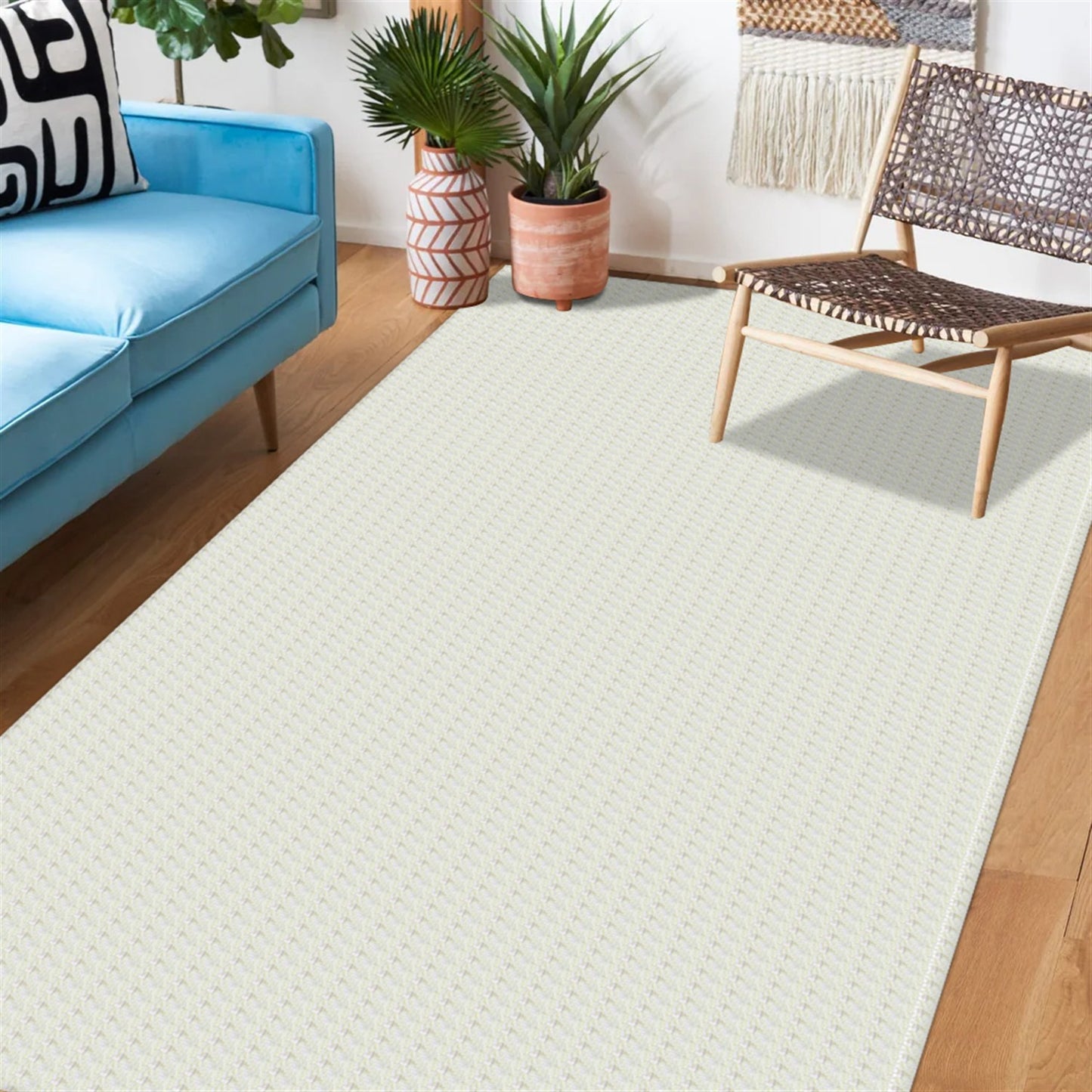 Tapete para Sala e Quarto 250x140cm Antiderrapante Zig Zag Cru