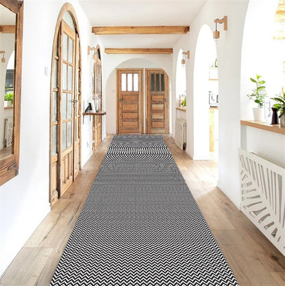 Passadeira Antiderrapante 300x65cm Beira de Cama Zig Zag Preto