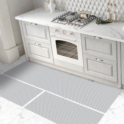 Tapete Passadeira Jogo de Cozinha 3 Peças Zig Zag - Cinza