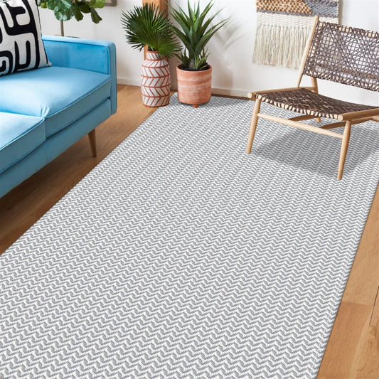 Tapete para Sala e Quarto 250x140cm Antiderrapante Zig Zag Cinza