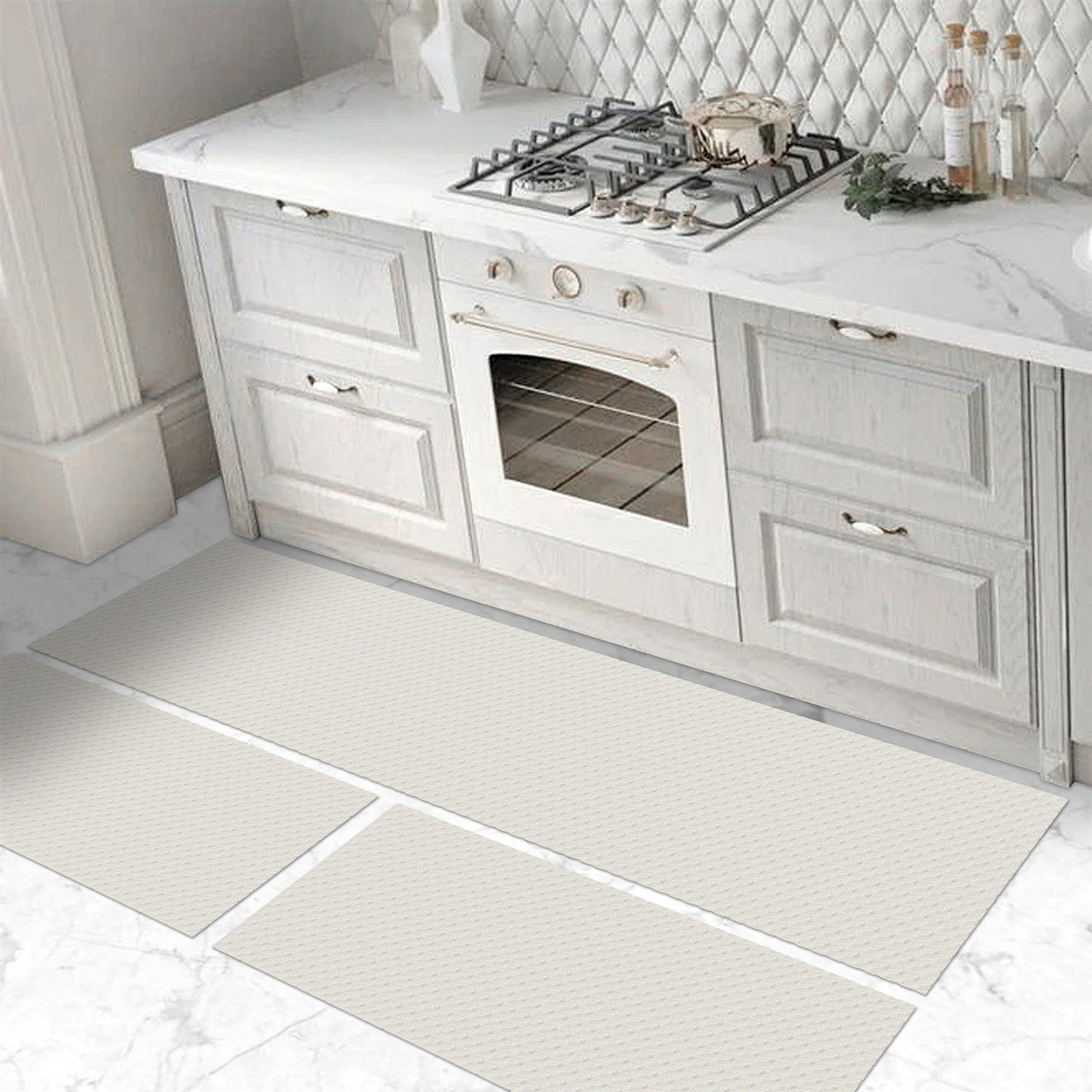 Tapete Passadeira Jogo de Cozinha 3 Peças Zig Zag - Cru