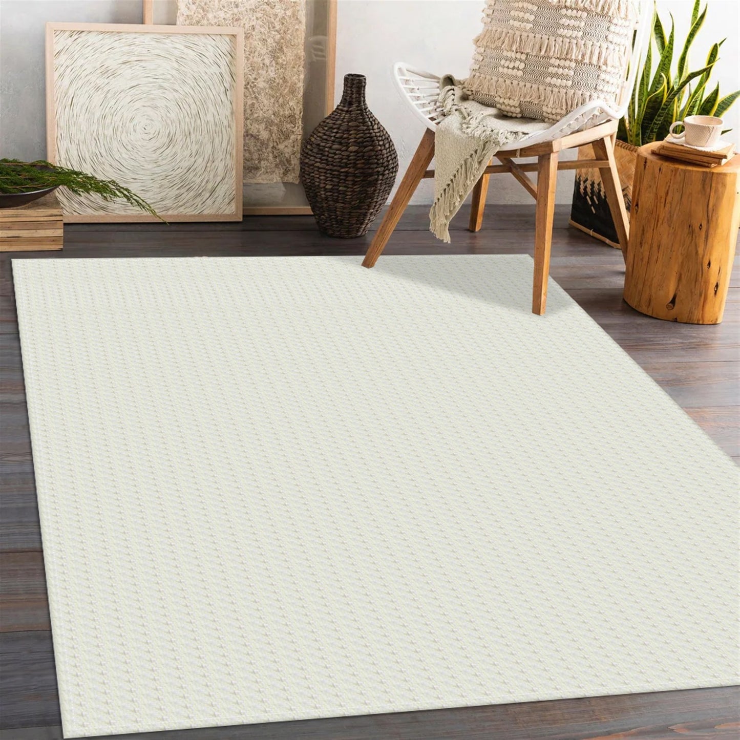 Tapete para Sala e Quarto 100x140cm Antiderrapante Zig Zag Cru