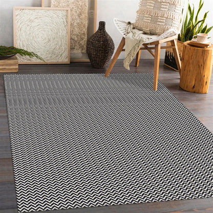 Tapete para Sala e Quarto 100x140cm Antiderrapante Zig Zag Preto