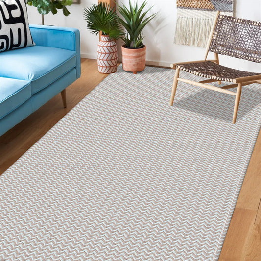 Tapete para Sala e Quarto 250x140cm Antiderrapante Zig Zag Nude