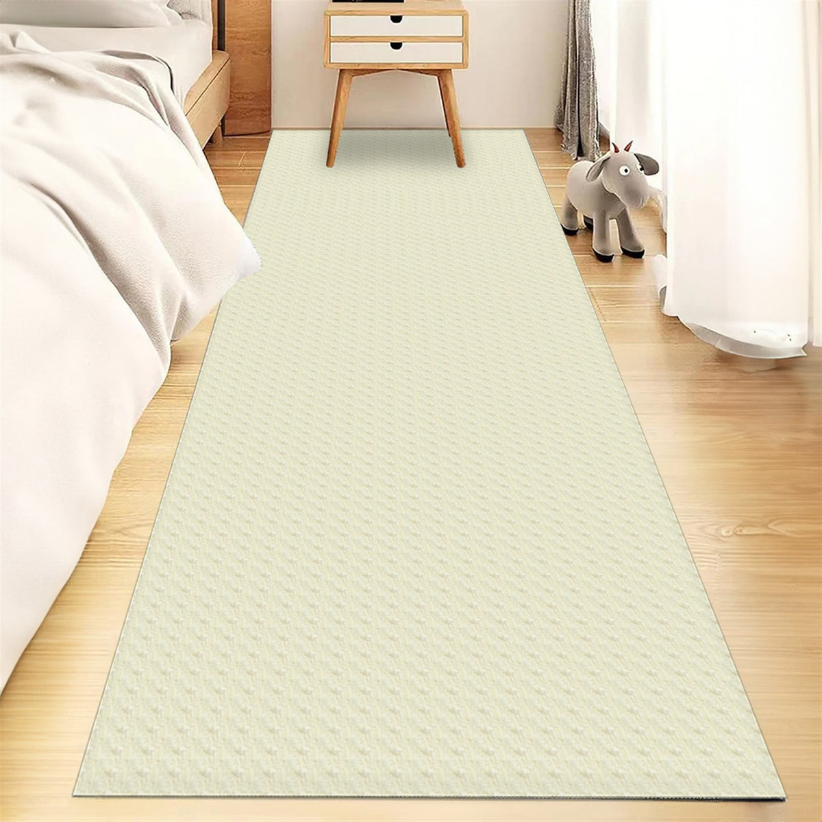Tapete Passadeira Beira Cama 1,50m x 0,65m Zig Zag - Cru