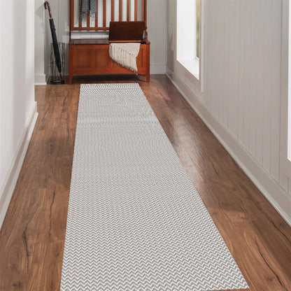 Passadeira Antiderrapante 300x65cm Beira de Cama Zig Zag Nude