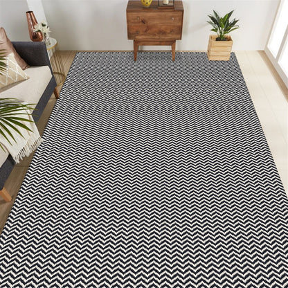 Tapete para Sala e Quarto 300x140cm Antiderrapante Zig Zag Preto