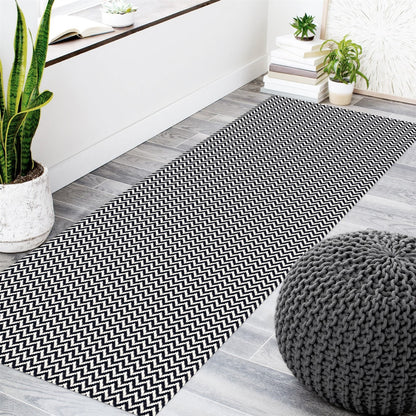 Passadeira Antiderrapante 200x65cm Beira de Cama Zig Zag Preto