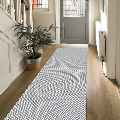 Passadeira Antiderrapante 200x65cm Beira de Cama Zig Zag Cinza