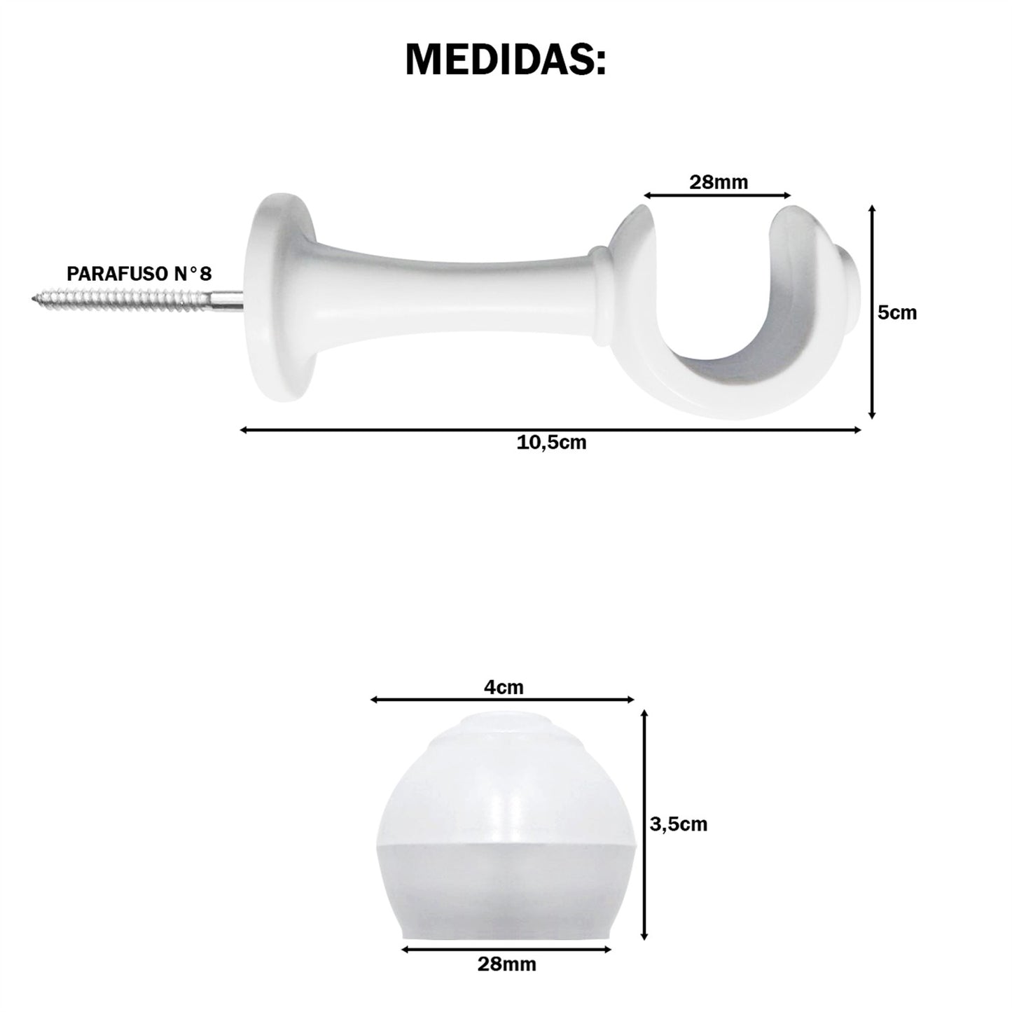 Varão de Cortina Alumínio 1,50m 28mm Simples 5 Cores