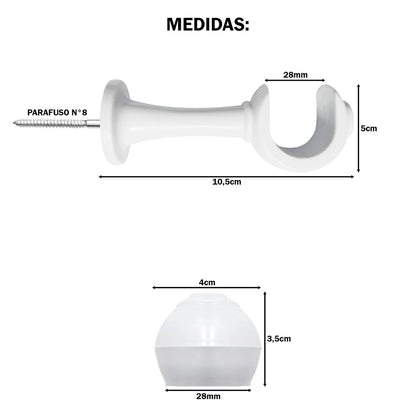 Varão de Cortina Alumínio 1,50m 28mm Simples 5 Cores