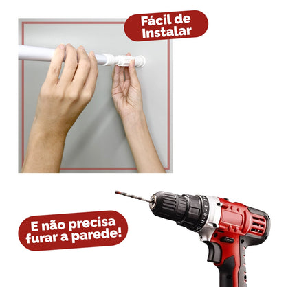 Varão de Cortina Extensível 45cm à 150cm Branco