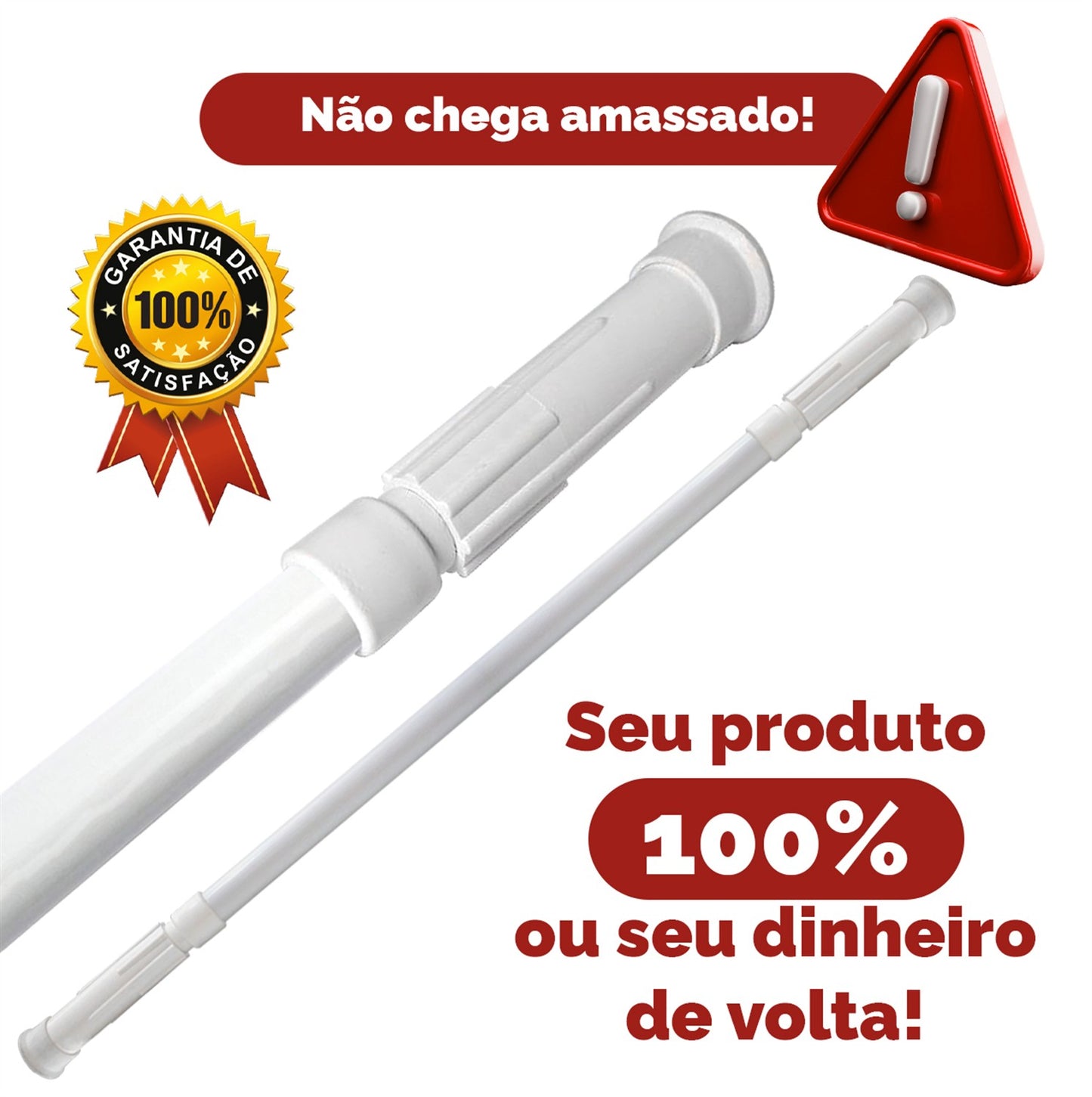 Varão de Cortina Extensível 45cm à 150cm Branco