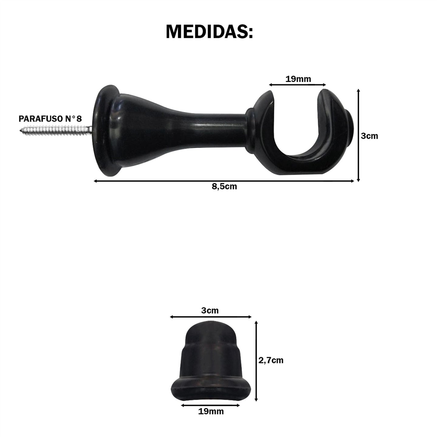 Varão de Cortina Alumínio 2,50m 19mm Simples 5 Cores